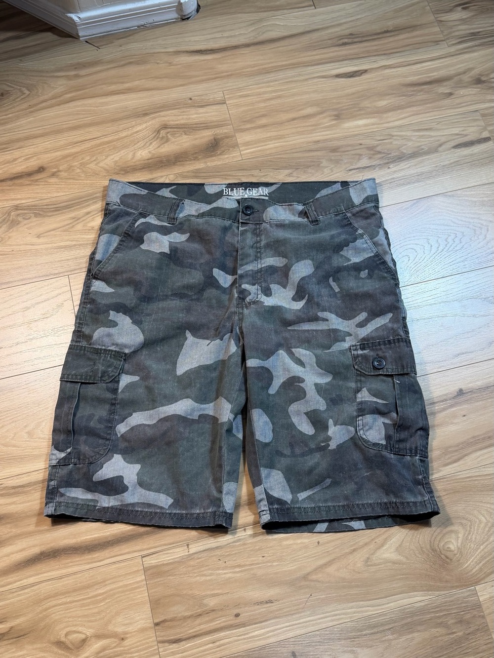 Blue Gear Men's Camo Cargo Shorts - Olive Green